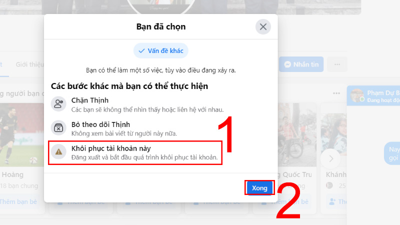 Khôi phục tài khoản của bạn